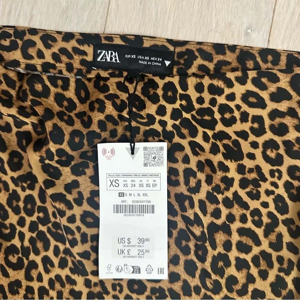 Zara Brown Leopard A-Line Skirt - Picture 2 of 3